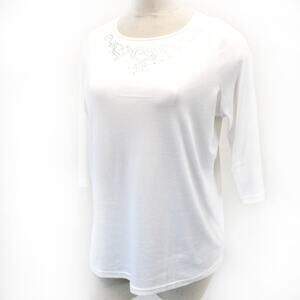 Quacker Factory Plus White Valentine's Day Studs Shirt Top Tunic 2X